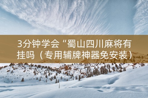 3分钟学会“蜀山四川麻将有挂吗（专用辅牌神器免安装）