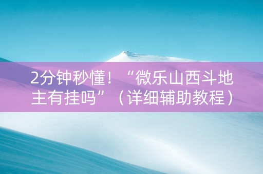2分钟秒懂！“微乐山西斗地主有挂吗”（详细辅助教程）-哔哩哔哩
