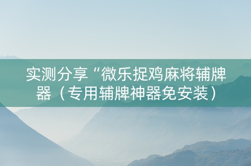 实测分享“微乐捉鸡麻将辅牌器（专用辅牌神器免安装）
