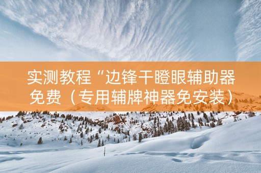 实测教程“边锋干瞪眼辅助器免费（专用辅牌神器免安装）