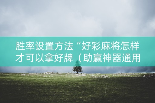 胜率设置方法“好彩麻将怎样才可以拿好牌（助赢神器通用版）