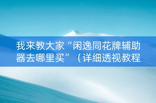 我来教大家“闲逸同花牌辅助器去哪里买”（详细透视教程）-哔哩哔哩