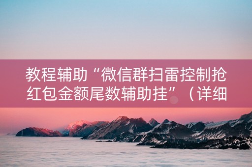 教程辅助“微信群扫雷控制抢红包金额尾数辅助挂”（详细透视教程）-哔哩哔哩