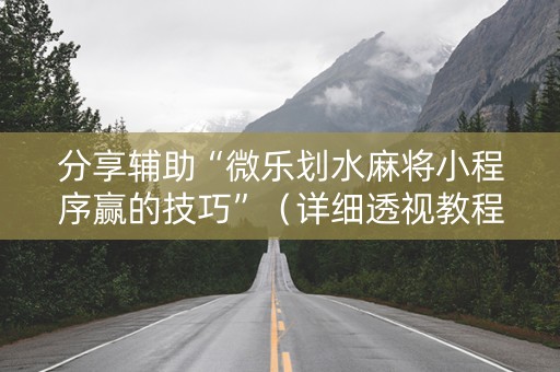 分享辅助“微乐划水麻将小程序赢的技巧”（详细透视教程）-哔哩哔哩