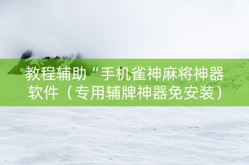 教程辅助“手机雀神麻将神器软件（专用辅牌神器免安装）