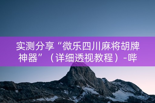 实测分享“微乐四川麻将胡牌神器”（详细透视教程）-哔哩哔哩