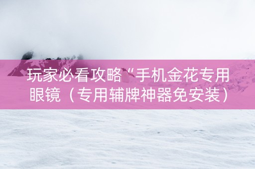 玩家必看攻略“手机金花专用眼镜（专用辅牌神器免安装）