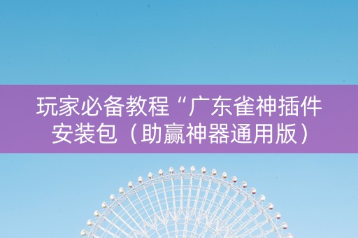 玩家必备教程“广东雀神插件安装包（助赢神器通用版）
