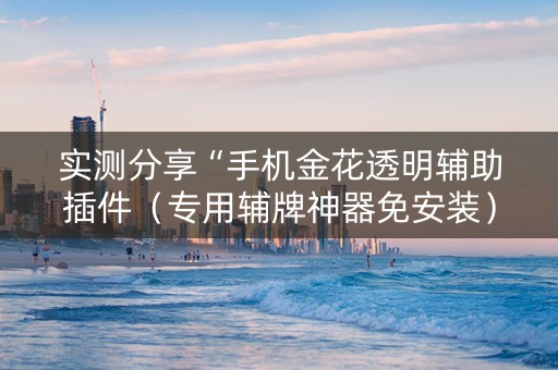 实测分享“手机金花透明辅助插件（专用辅牌神器免安装）