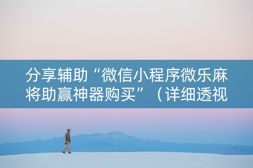 分享辅助“微信小程序微乐麻将助赢神器购买”（详细透视教程）-哔哩哔哩