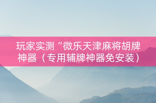 玩家实测“微乐天津麻将胡牌神器（专用辅牌神器免安装）
