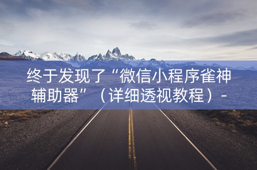 终于发现了“微信小程序雀神辅助器”（详细透视教程）-哔哩哔哩
