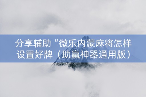 分享辅助“微乐内蒙麻将怎样设置好牌（助赢神器通用版）