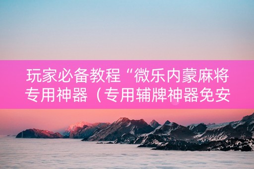 玩家必备教程“微乐内蒙麻将专用神器（专用辅牌神器免安装）