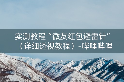 实测教程“微友红包避雷针”（详细透视教程）-哔哩哔哩
