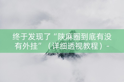 终于发现了“陕麻圈到底有没有外挂”（详细透视教程）-哔哩哔哩