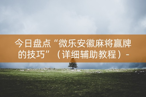 今日盘点“微乐安徽麻将赢牌的技巧”（详细辅助教程）-哔哩哔哩