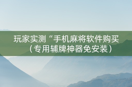 玩家实测“手机麻将软件购买（专用辅牌神器免安装）