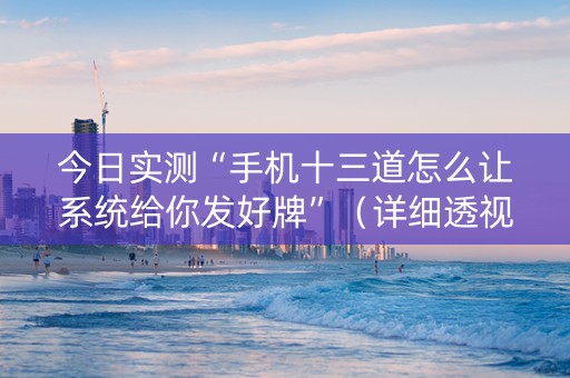 今日实测“手机十三道怎么让系统给你发好牌”（详细透视教程）-哔哩哔哩