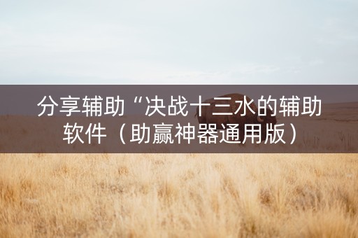 分享辅助“决战十三水的辅助软件（助赢神器通用版）