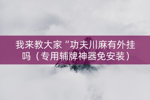 我来教大家“功夫川麻有外挂吗（专用辅牌神器免安装）