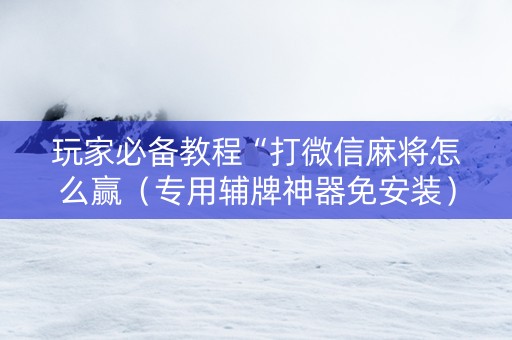 玩家必备教程“打微信麻将怎么赢（专用辅牌神器免安装）