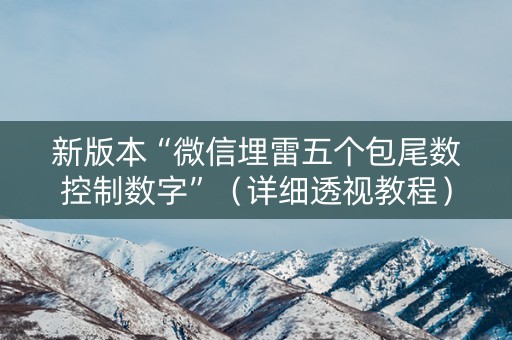 新版本“微信埋雷五个包尾数控制数字”（详细透视教程）-哔哩哔哩