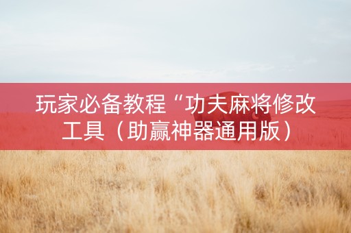 玩家必备教程“功夫麻将修改工具（助赢神器通用版）