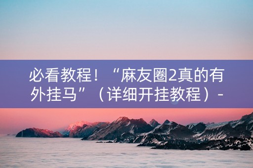 必看教程！“麻友圈2真的有外挂马”（详细开挂教程）-哔哩哔哩