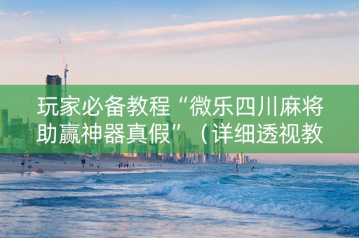 玩家必备教程“微乐四川麻将助赢神器真假”（详细透视教程）-哔哩哔哩