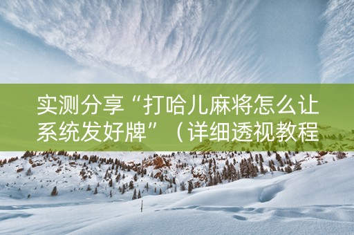 实测分享“打哈儿麻将怎么让系统发好牌”（详细透视教程）-哔哩哔哩
