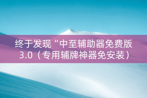 终于发现“中至辅助器免费版3.0（专用辅牌神器免安装）