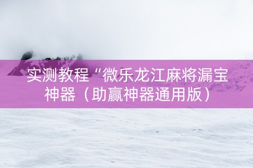 实测教程“微乐龙江麻将漏宝神器（助赢神器通用版）