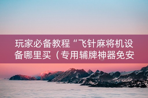 玩家必备教程“飞针麻将机设备哪里买（专用辅牌神器免安装）