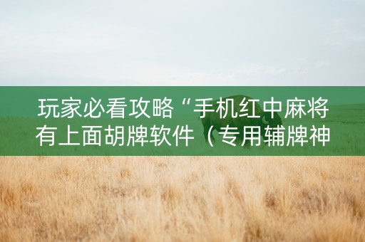 玩家必看攻略“手机红中麻将有上面胡牌软件（专用辅牌神器免安装）