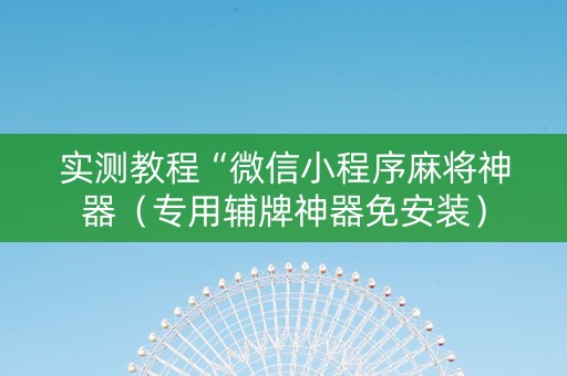 实测教程“微信小程序麻将神器（专用辅牌神器免安装）