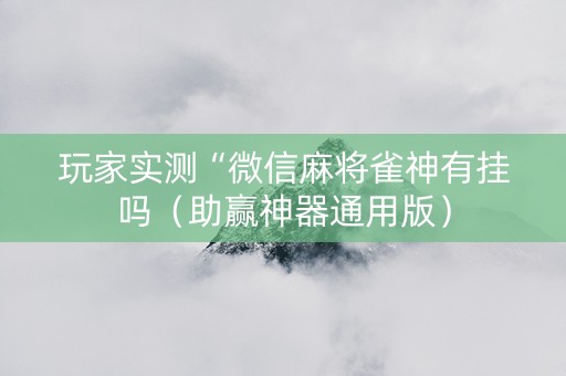玩家实测“微信麻将雀神有挂吗（助赢神器通用版）