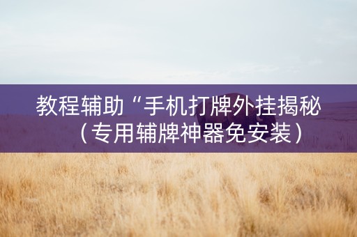 教程辅助“手机打牌外挂揭秘（专用辅牌神器免安装）