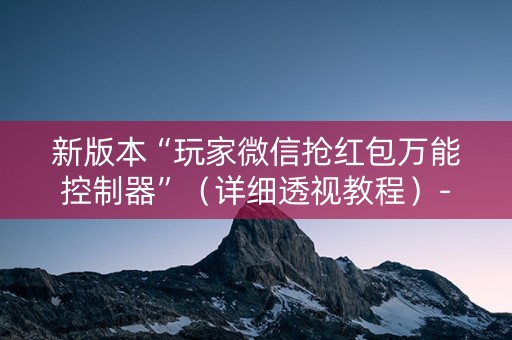 新版本“玩家微信抢红包万能控制器”（详细透视教程）-哔哩哔哩
