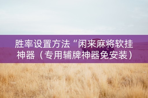 胜率设置方法“闲来麻将软挂神器（专用辅牌神器免安装）