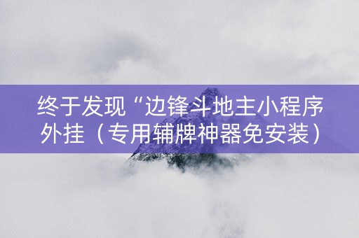 终于发现“边锋斗地主小程序外挂（专用辅牌神器免安装）