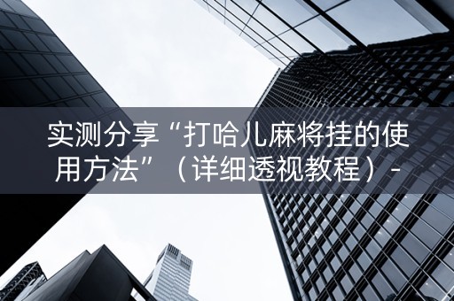 实测分享“打哈儿麻将挂的使用方法”（详细透视教程）-哔哩哔哩