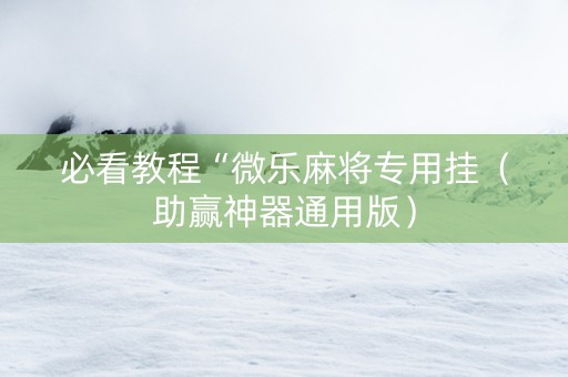 必看教程“微乐麻将专用挂（助赢神器通用版）