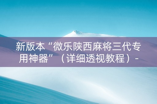 新版本“微乐陕西麻将三代专用神器”（详细透视教程）-哔哩哔哩