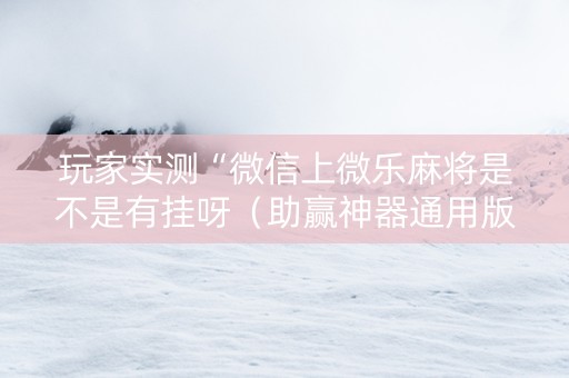 玩家实测“微信上微乐麻将是不是有挂呀（助赢神器通用版）