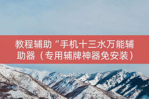 教程辅助“手机十三水万能辅助器（专用辅牌神器免安装）