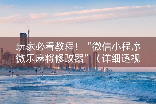 玩家必看教程！“微信小程序微乐麻将修改器”（详细透视教程）-哔哩哔哩