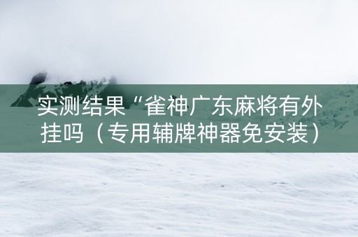 实测结果“雀神广东麻将有外挂吗（专用辅牌神器免安装）