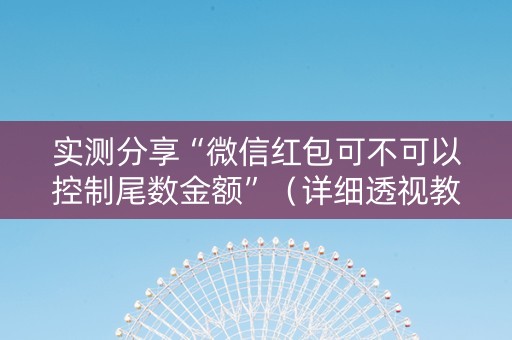实测分享“微信红包可不可以控制尾数金额”（详细透视教程）-哔哩哔哩