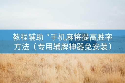 教程辅助“手机麻将提高胜率方法（专用辅牌神器免安装）